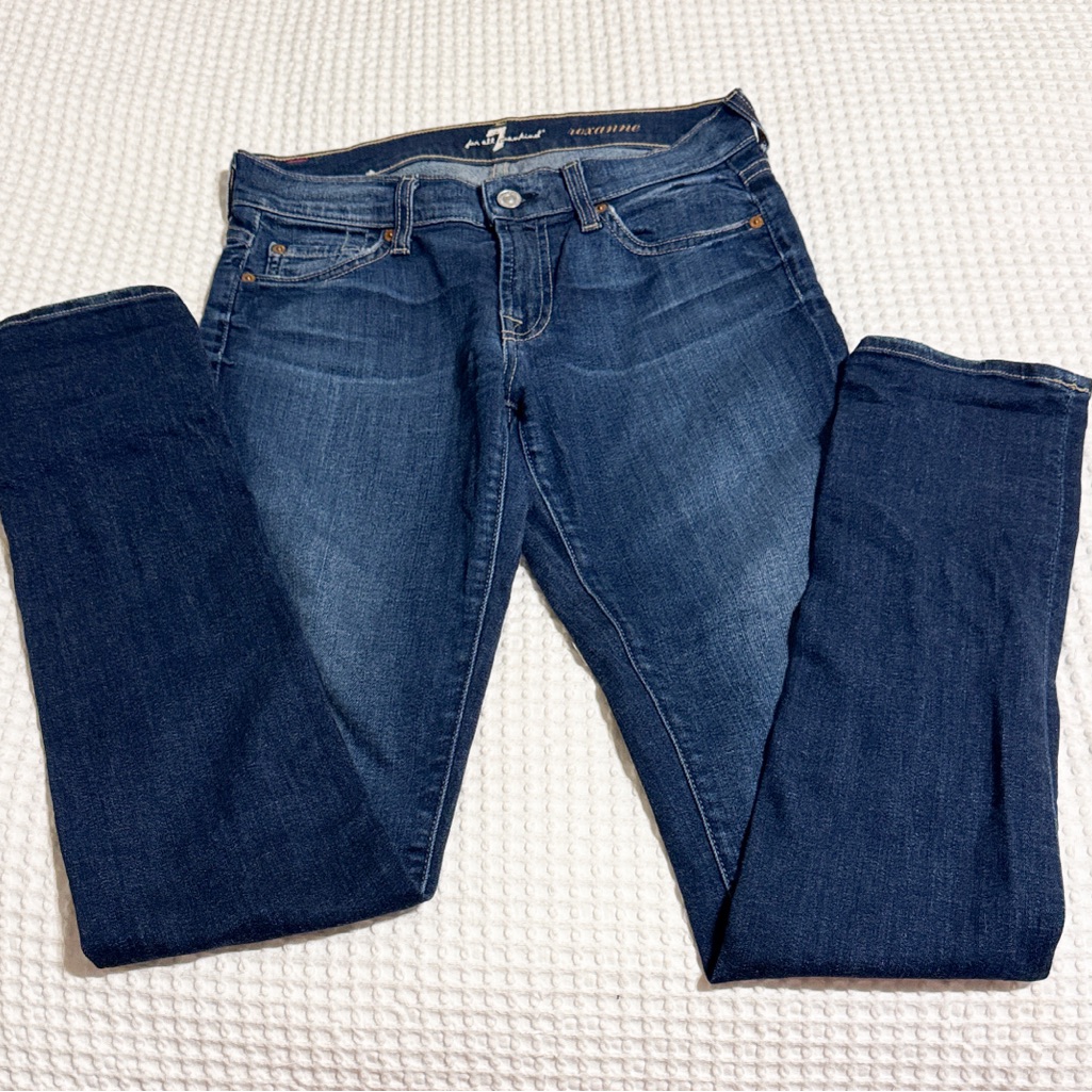 7 For All Mankind Roxanne Blue Straight Leg Jeans 27